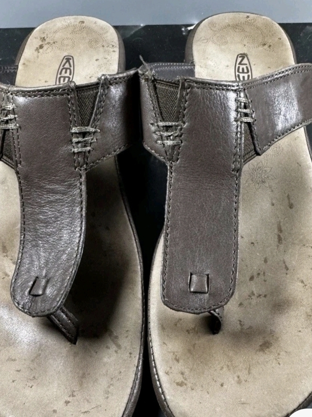 KEEN Brown Leather Thong Sandals